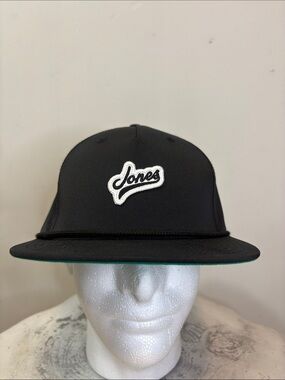 Jones Sports Co. Black Script Logo Rope Snapback Golf Hat Perforated Green Brim